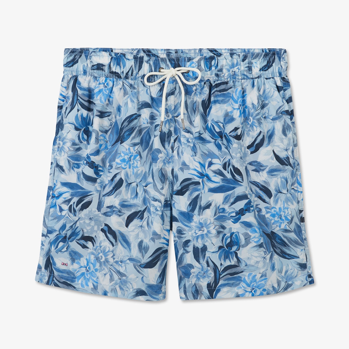 Blue swim shorts with exclusive floral print