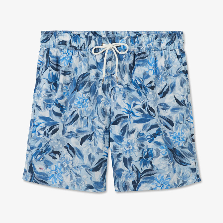 Short de bain bleu imprimé exclusif fleurs