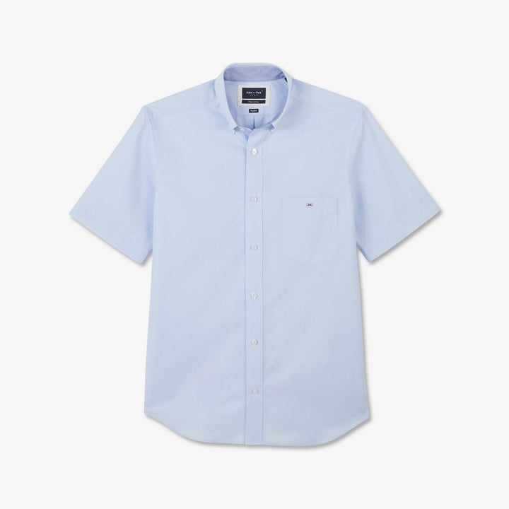 Chemisette bleu clair unie en coton Pima