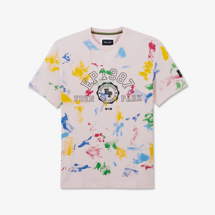 T-shirt rose à manches courtes effet taches de peinture