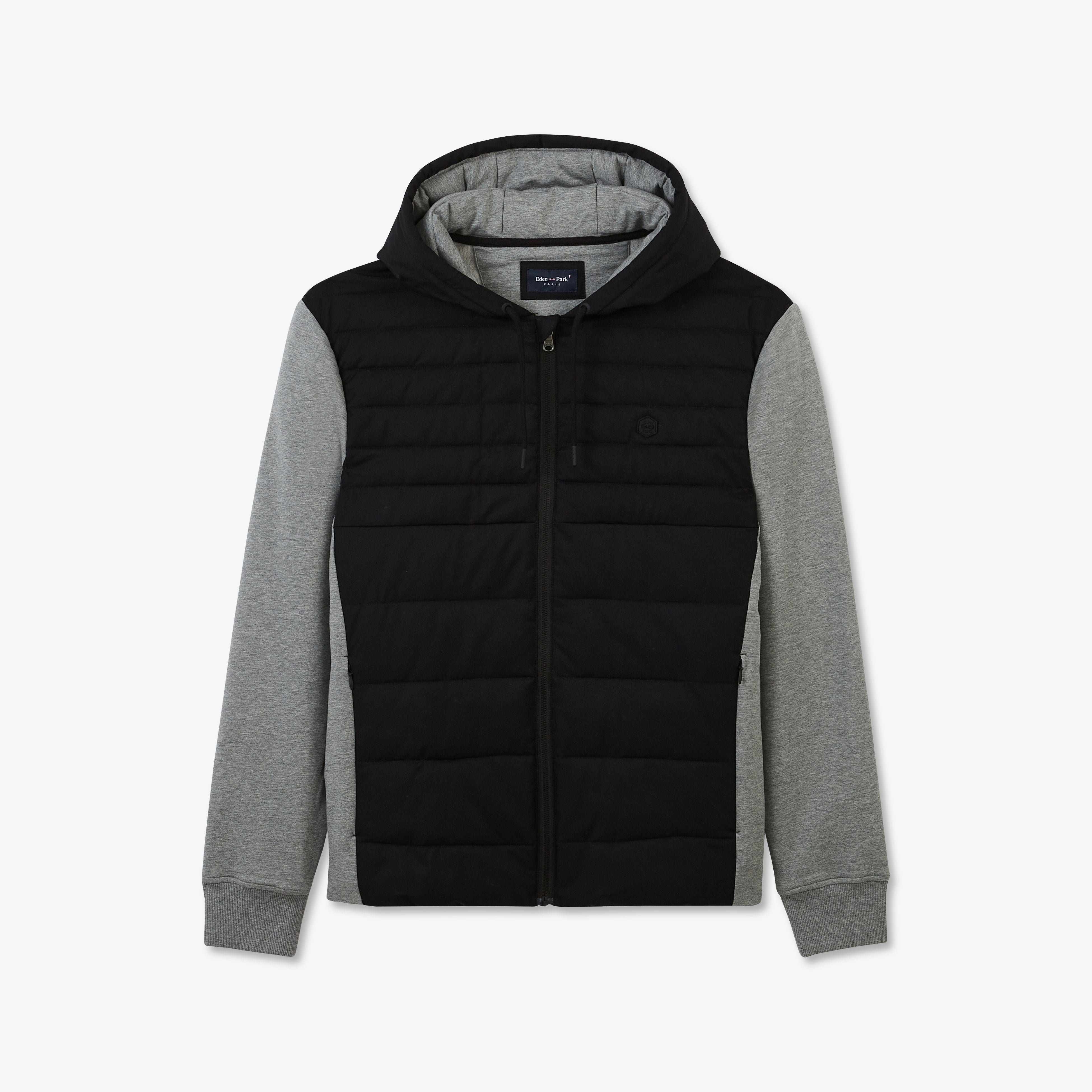 sudadera color-block con cremallera con capucha