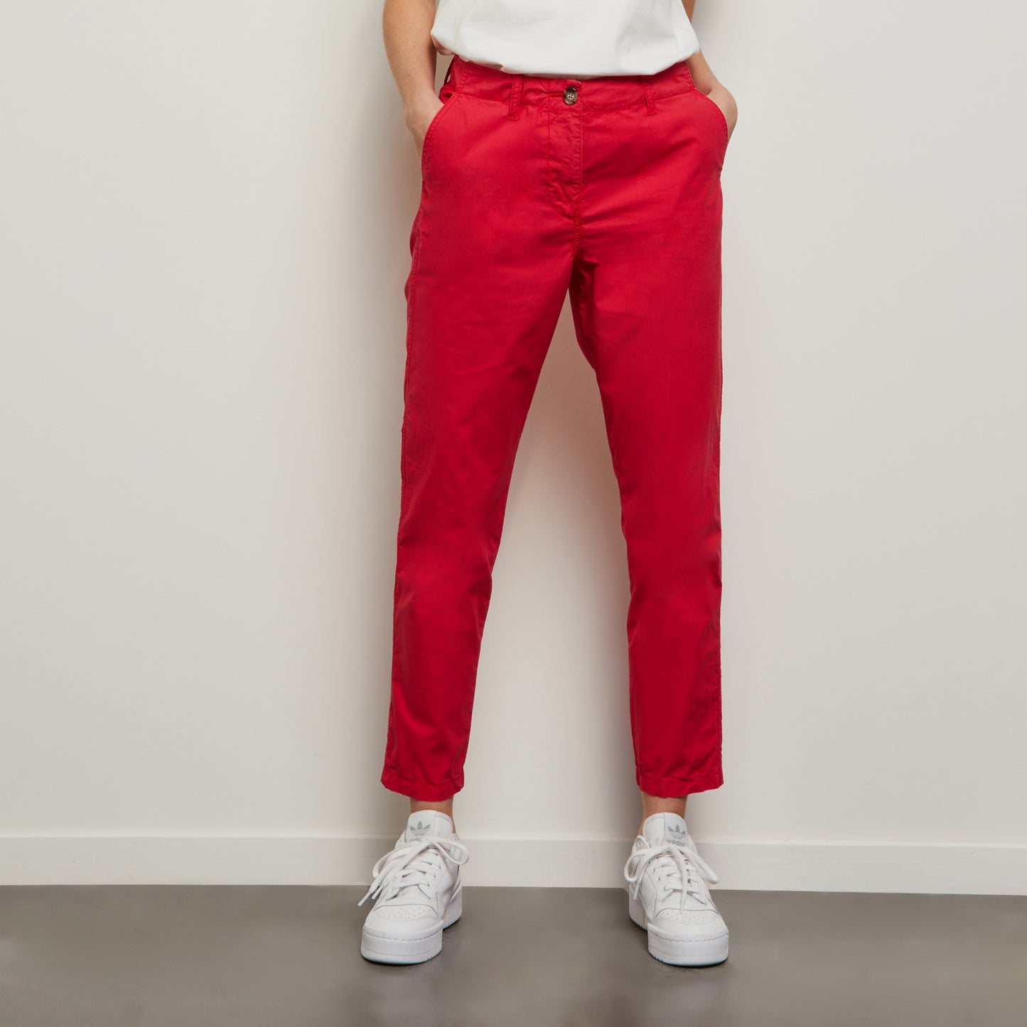 Pink cotton poplin trousers