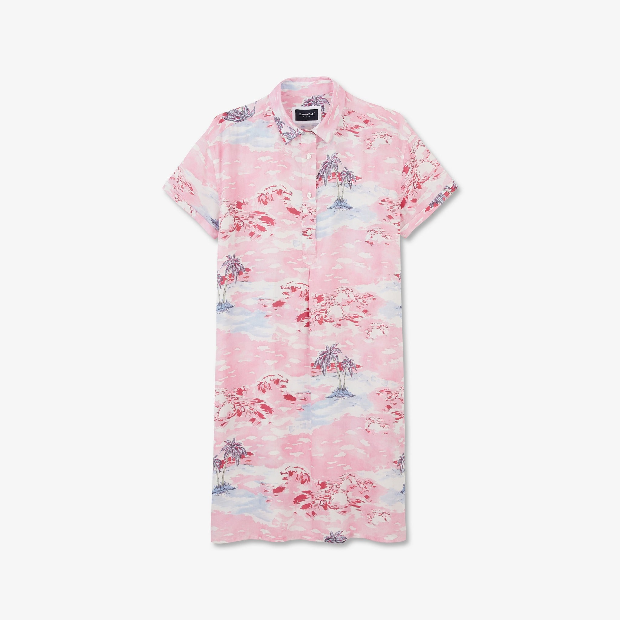 Kleid imprimée hawaï mit kurze Ärmel