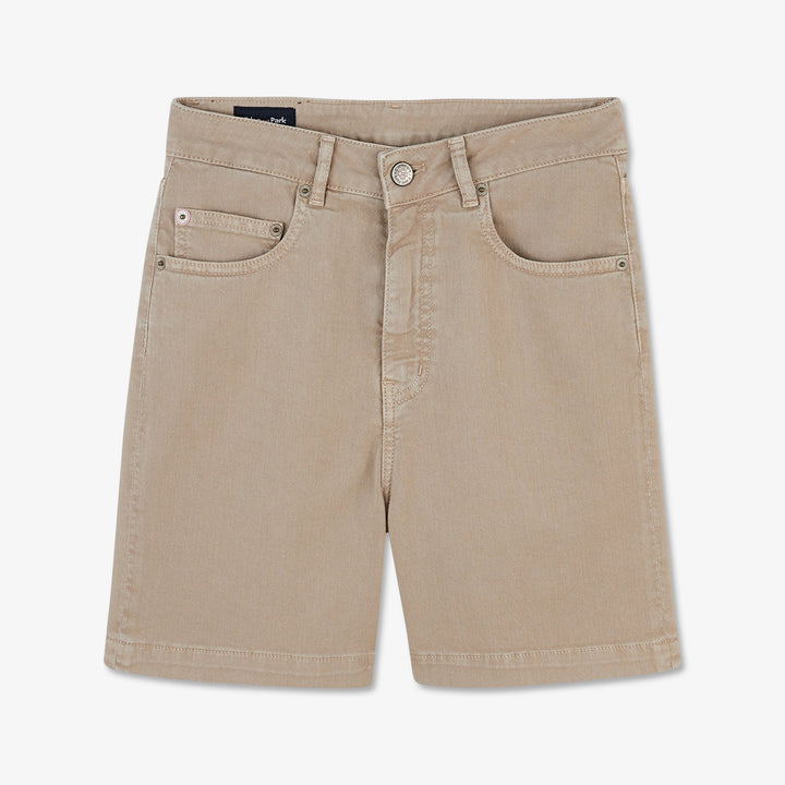 Short beige taille haute en jean