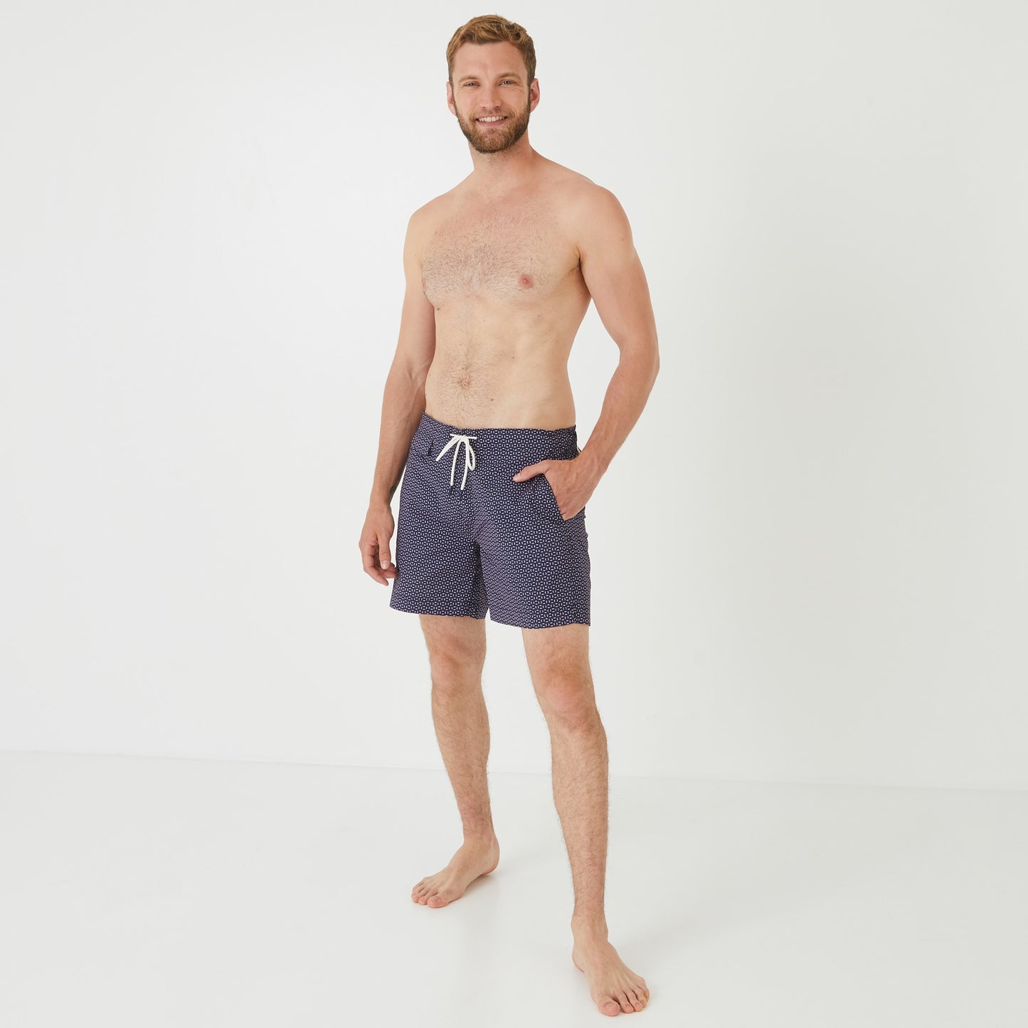 Short de bain rose à micro-motifs