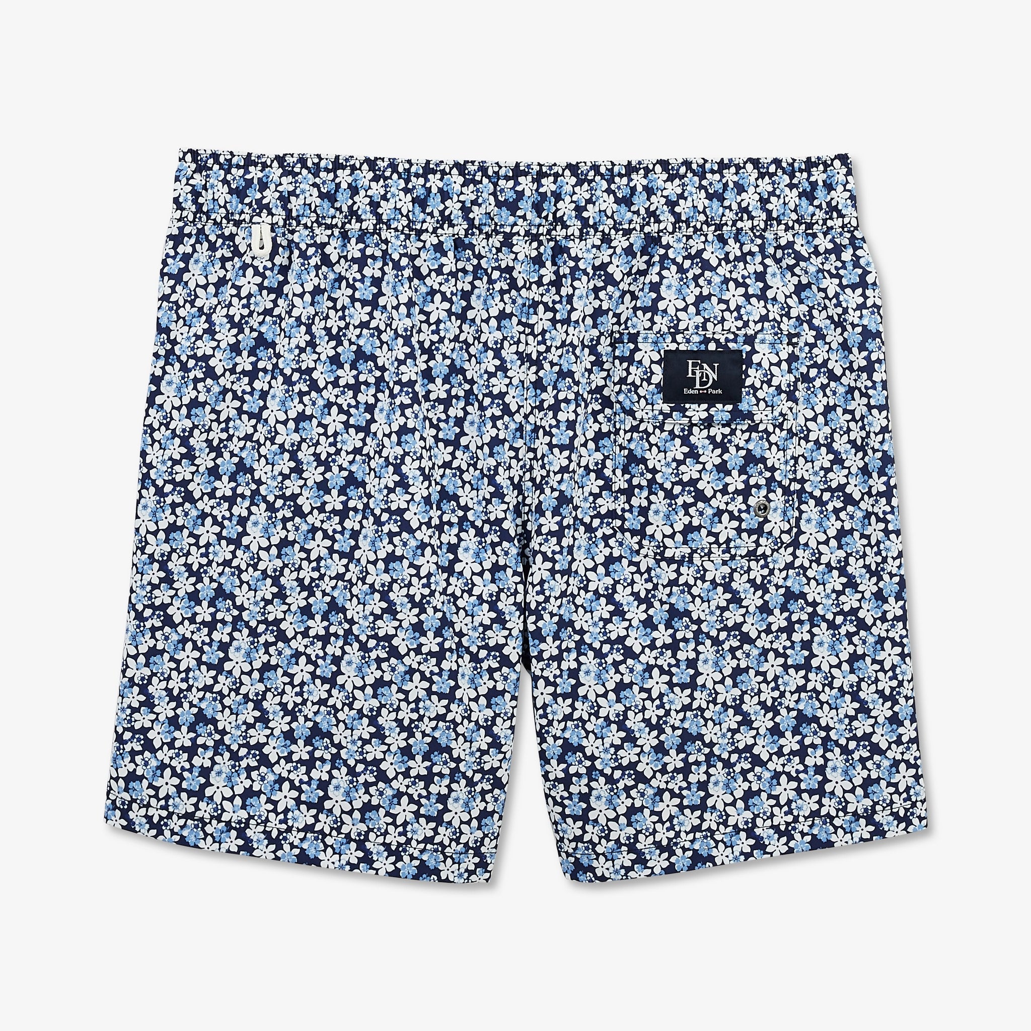 Short de bain motif fleuri bleu