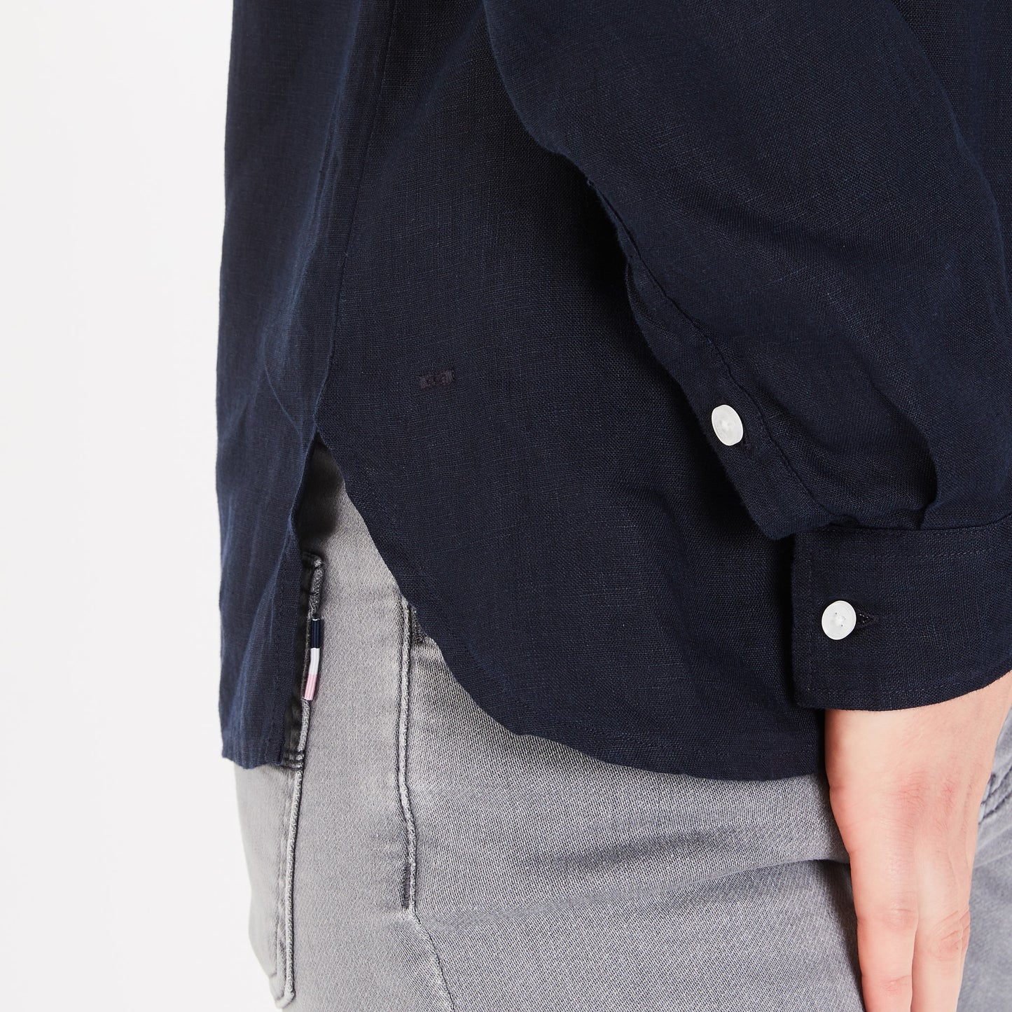 Dark blue linen blouse