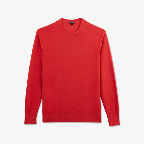 Orange cable knit jumper with crew neck - Image 2