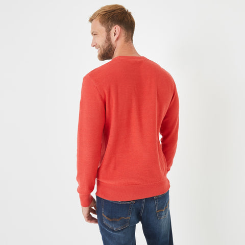 Orange cable knit jumper with crew neck - Image 3