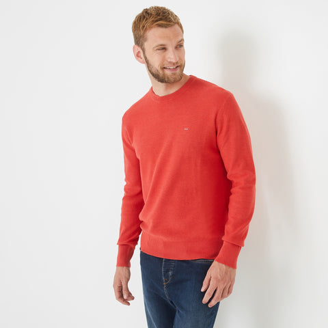 Orange cable knit jumper with crew neck - Image 1