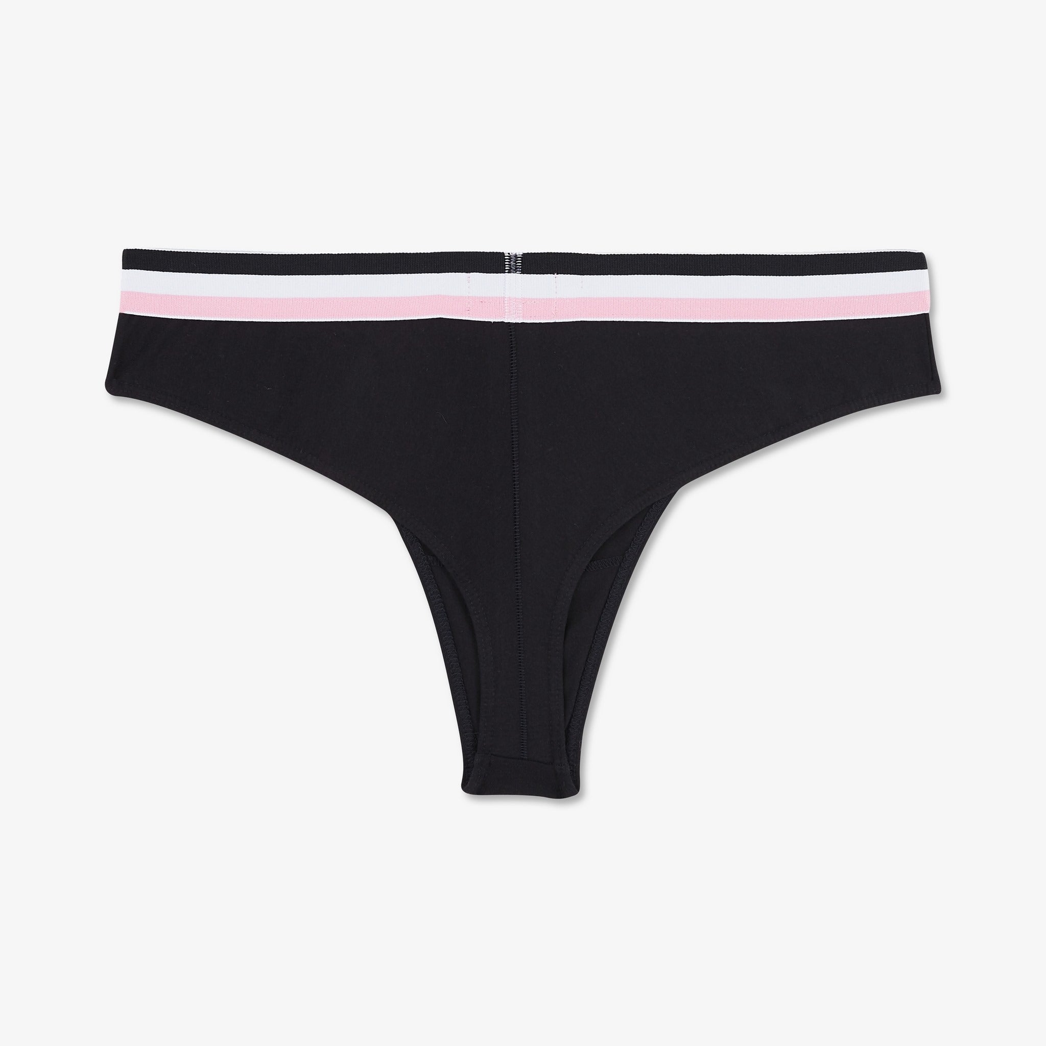 Tanga bleu foncé à bande contrastée