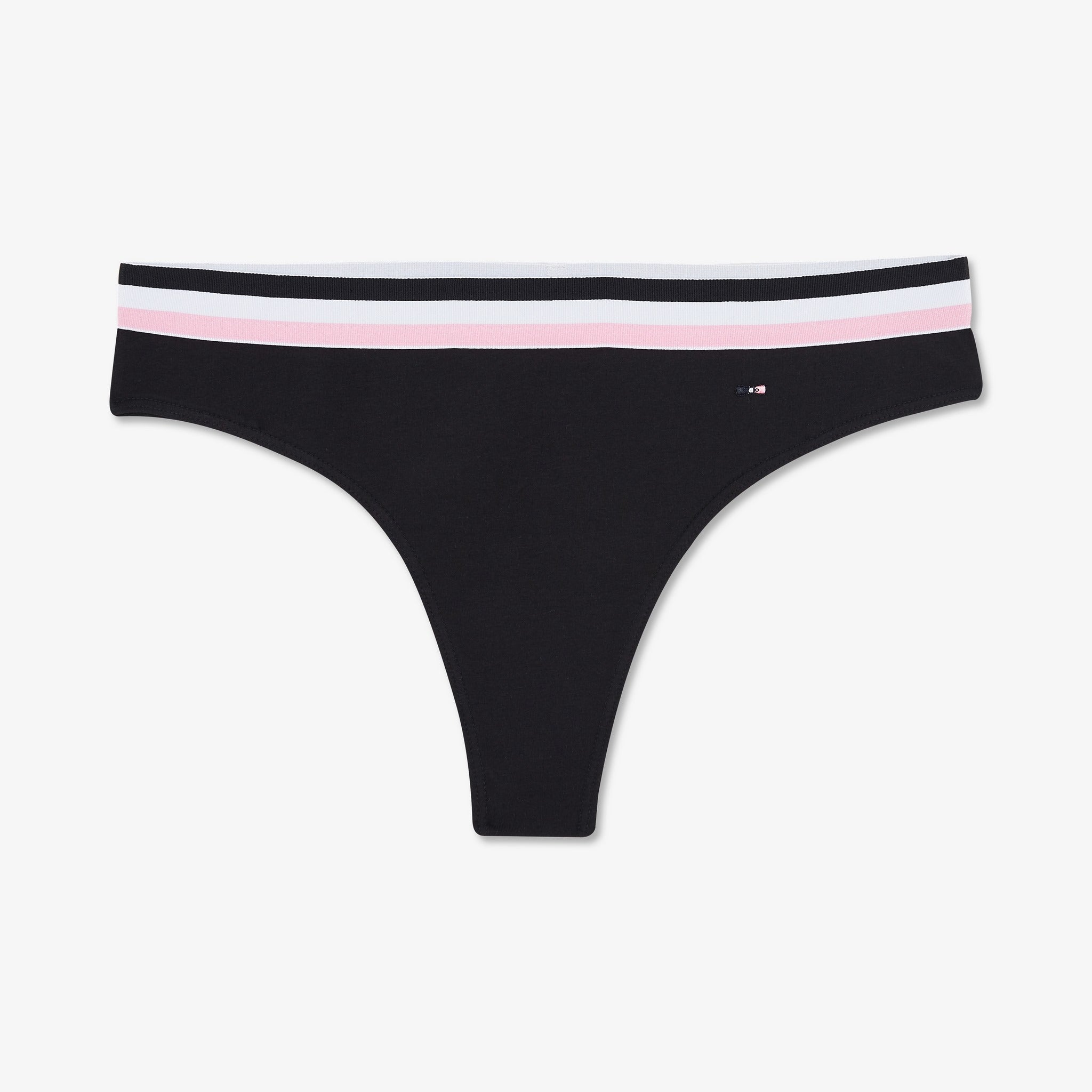 Tanga bleu foncé à bande contrastée