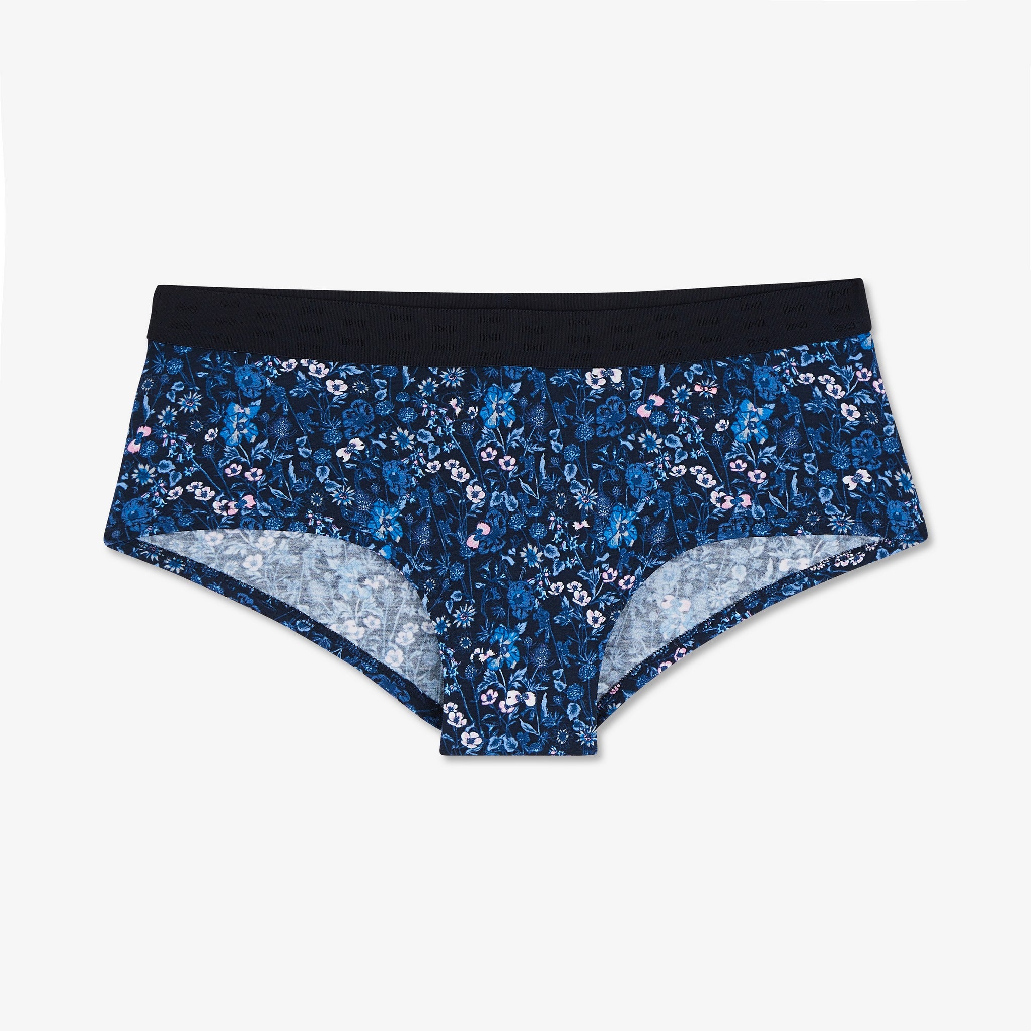 Shorty imprimé fleuri bleu foncé