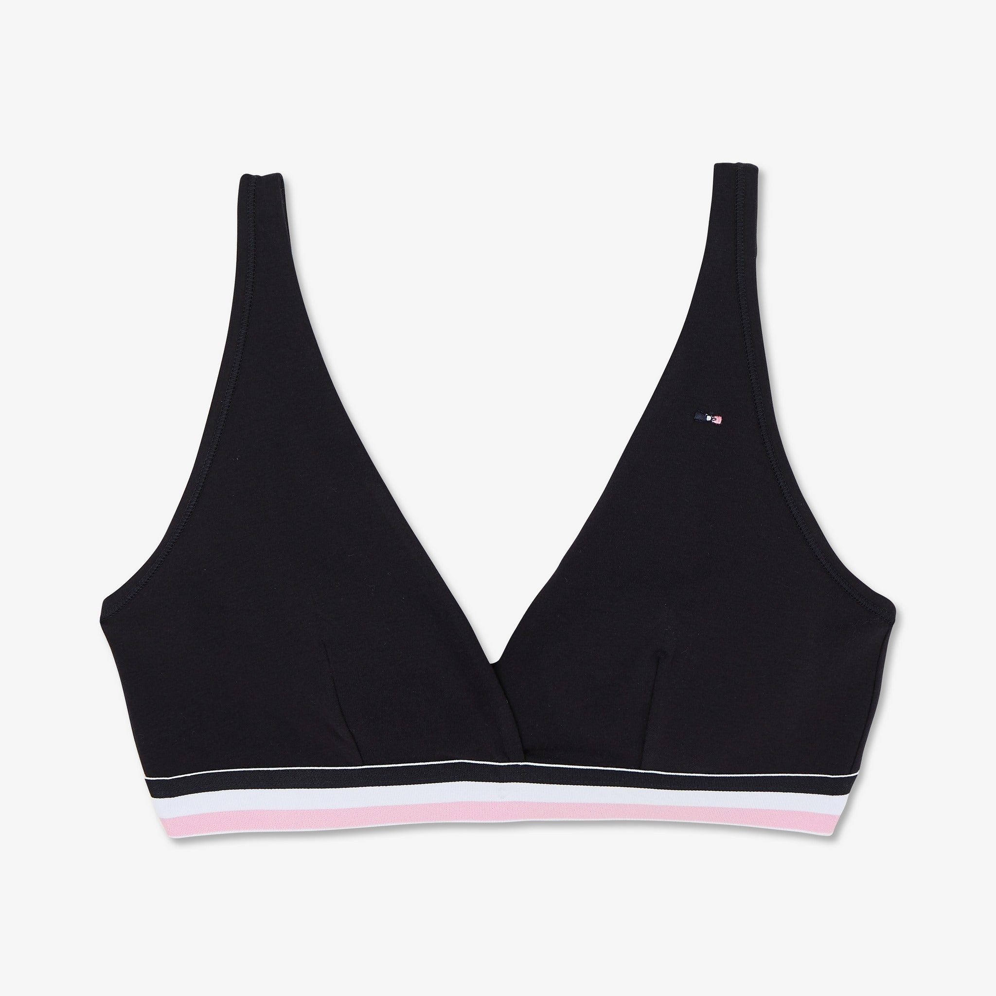 Soutien-gorge triangle bleu foncé à bande contrastée