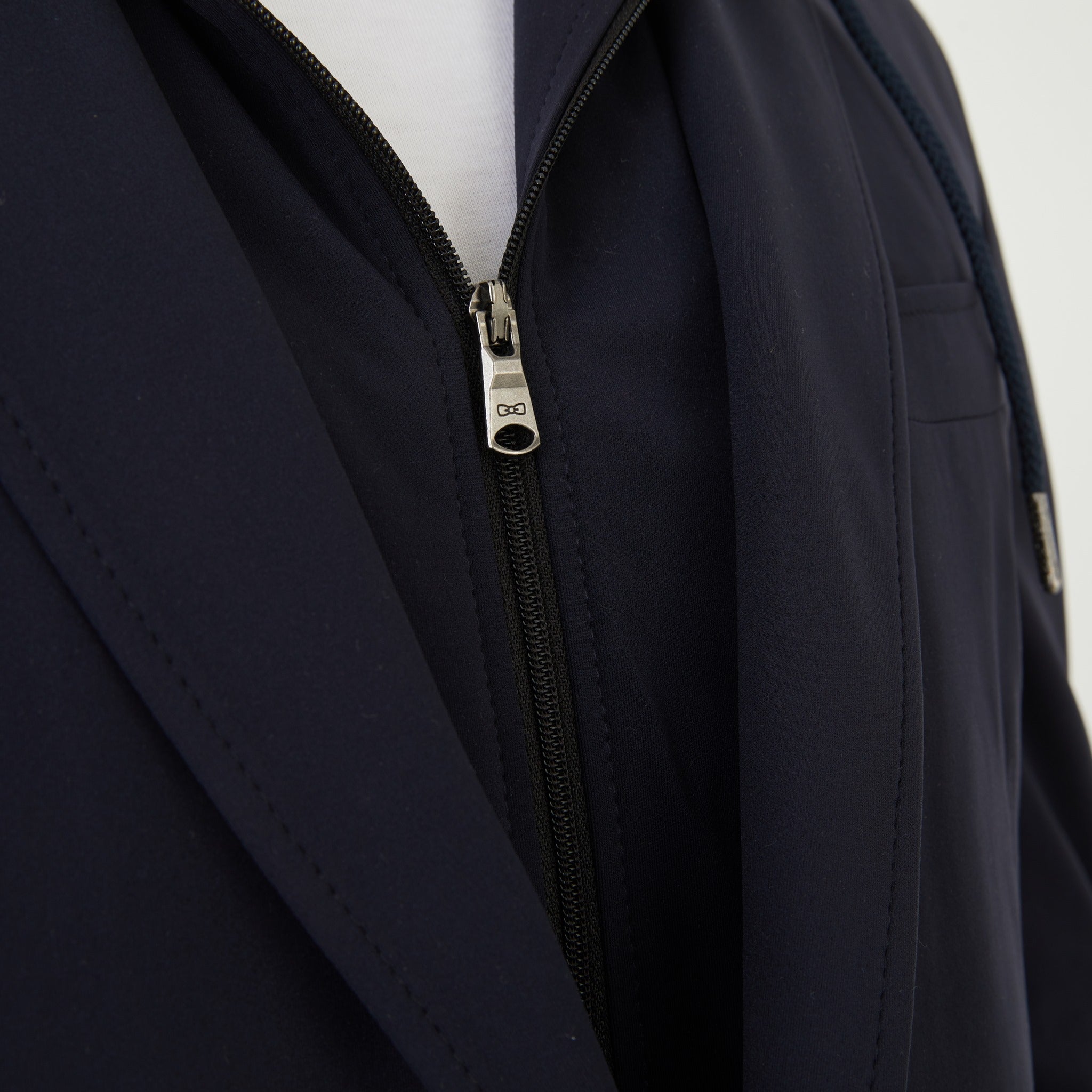 blazer azul foncé con parmenture sudadera amovible