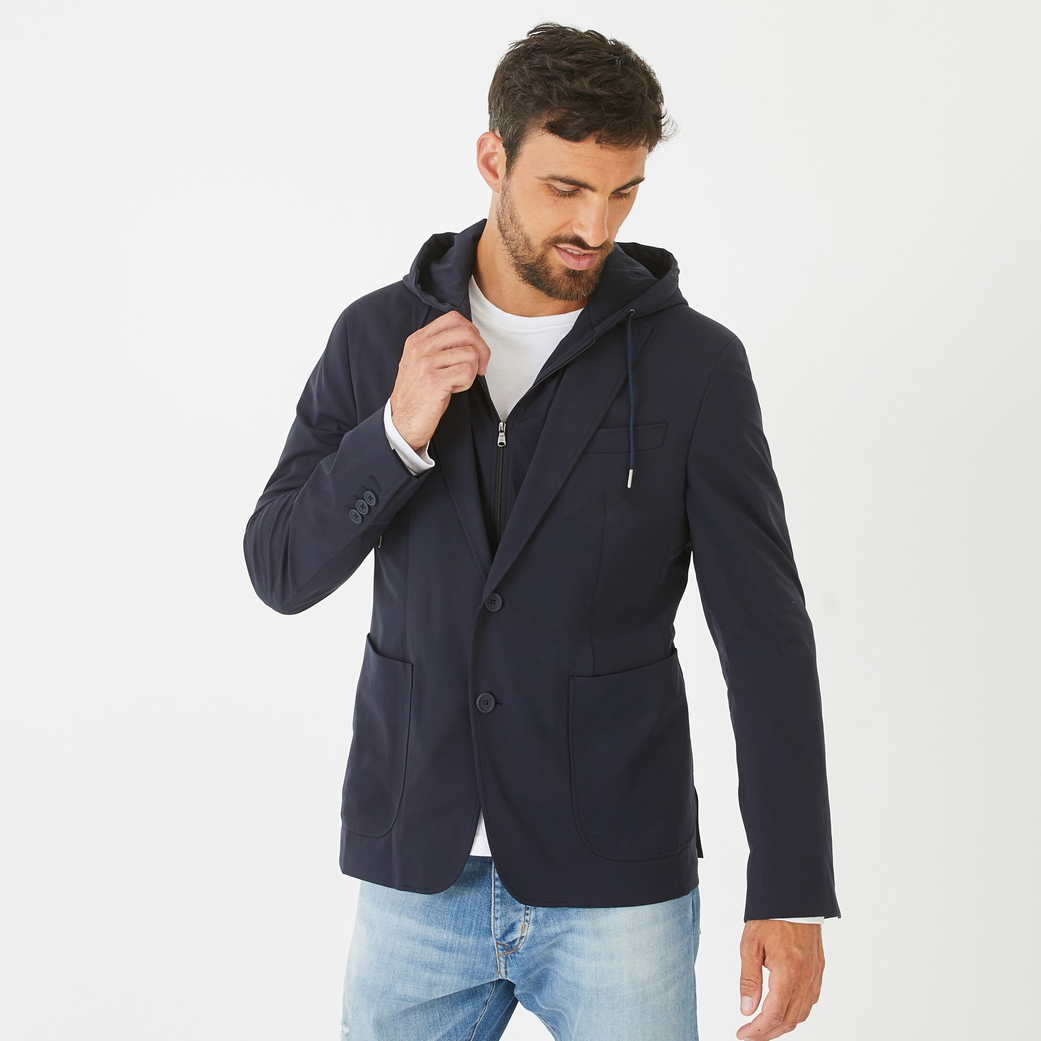 Blazer Blau foncé mit parmenture Sweatshirt amovible
