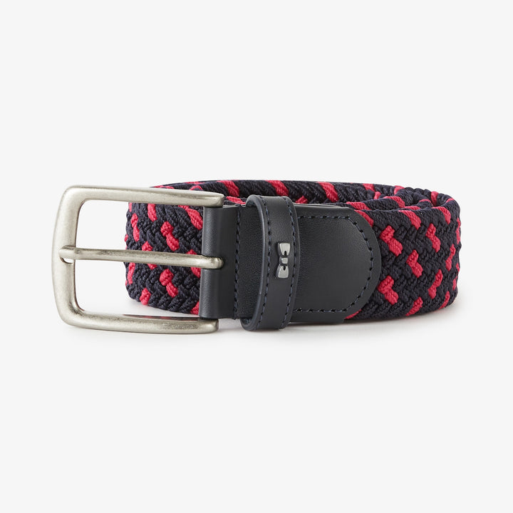 Ceinture rouge tressée élastique bicolore
