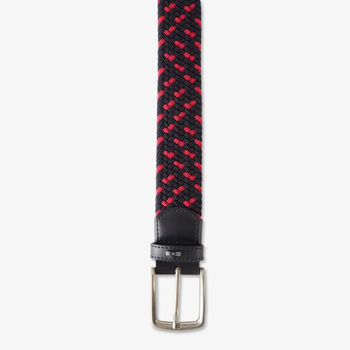 Ceinture rouge tressée élastique bicolore