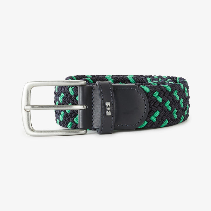 Ceinture verte tressée élastique bicolore
