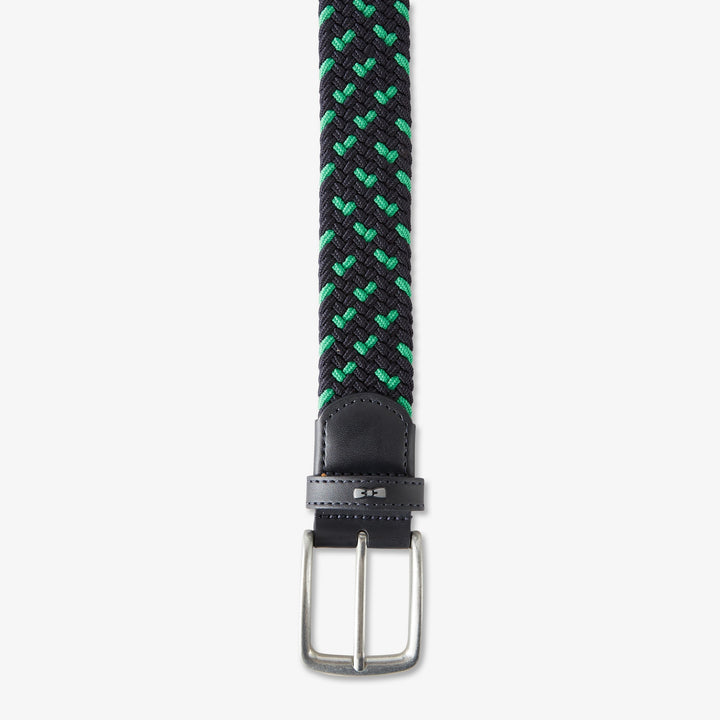 Ceinture verte tressée élastique bicolore