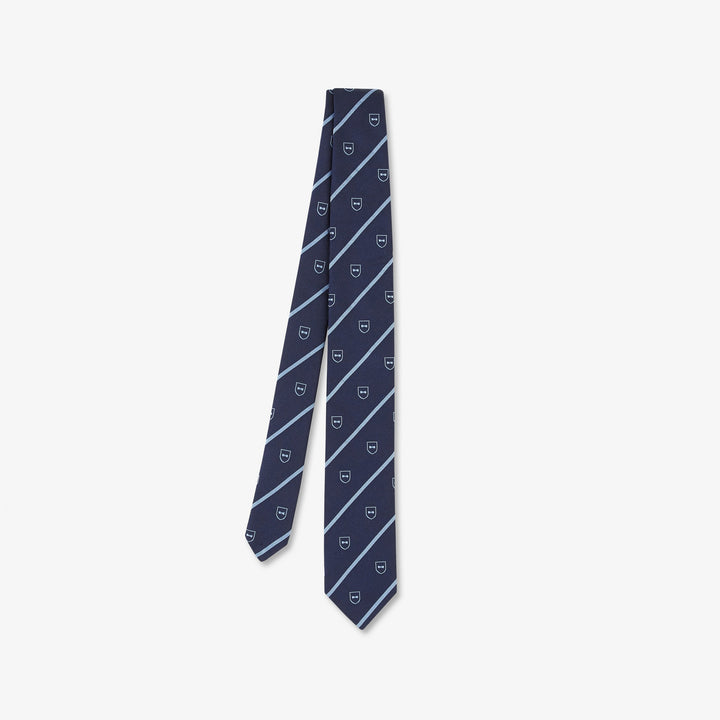 Cravate cerclée à micro-motif écusson bleu clair