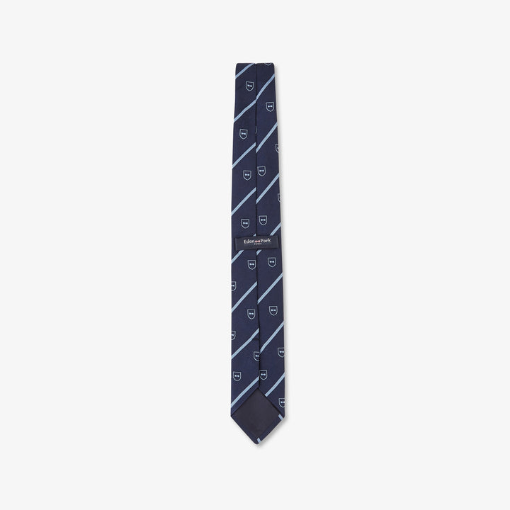 Cravate cerclée à micro-motif écusson bleu clair