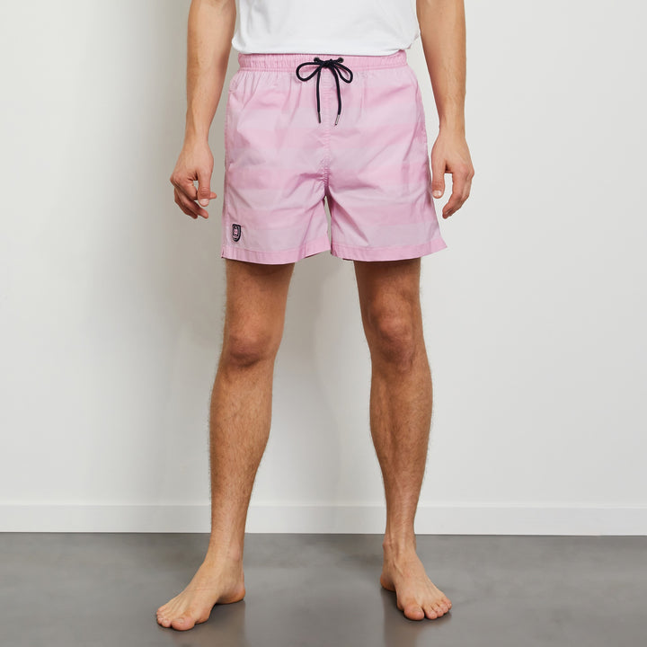 Short de bain à rayures rose