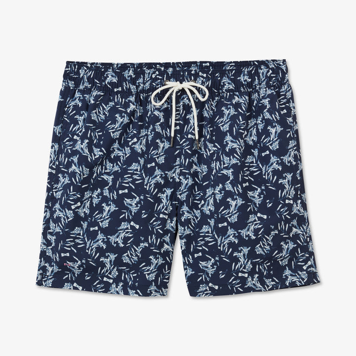 Short de bain bleu marine imprimé exclusif