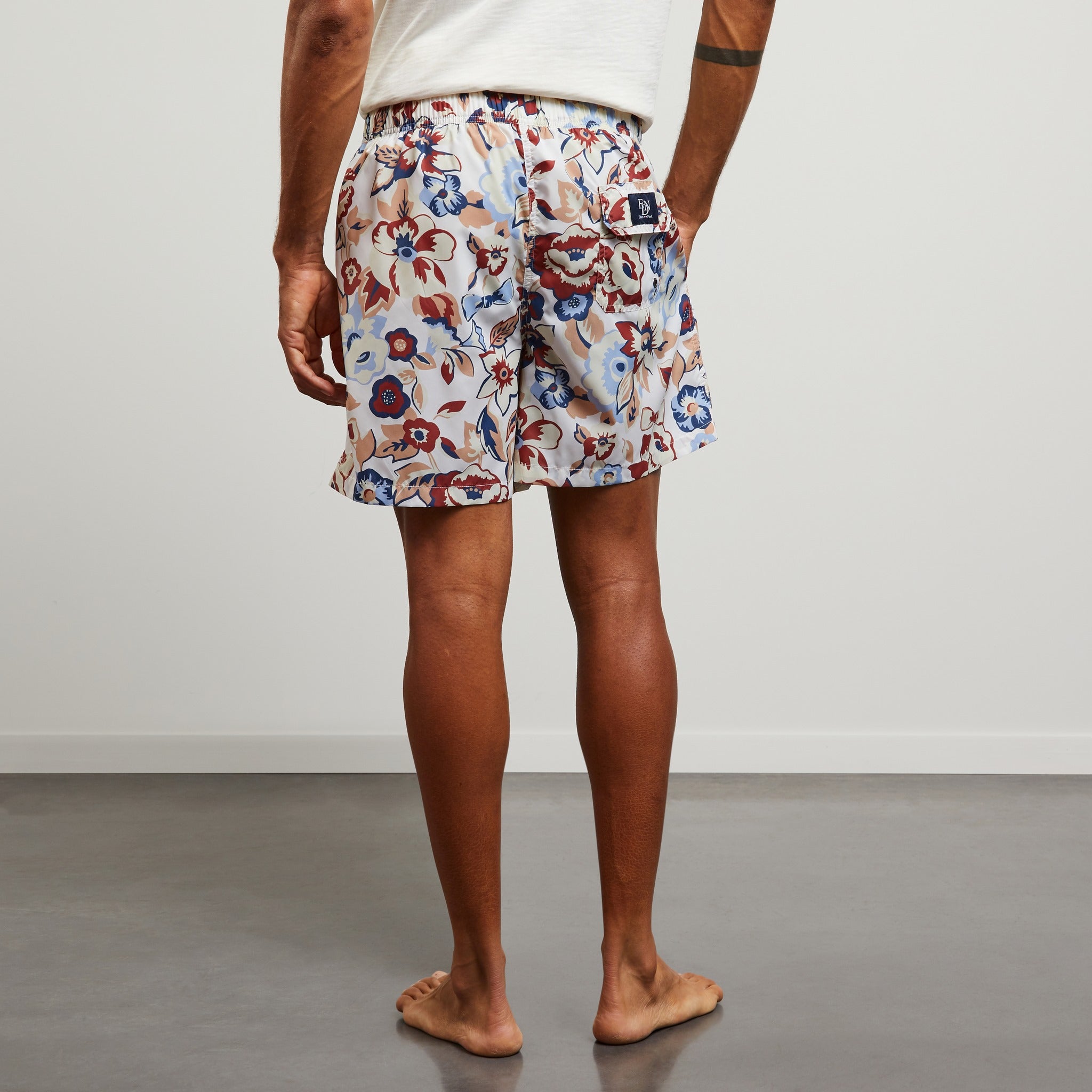 Short de bain blanc imprimé fleurs exclusif
