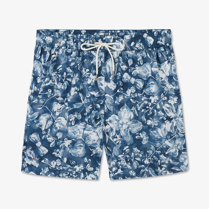 Short de bain bleu imprimé exclusif fleurs