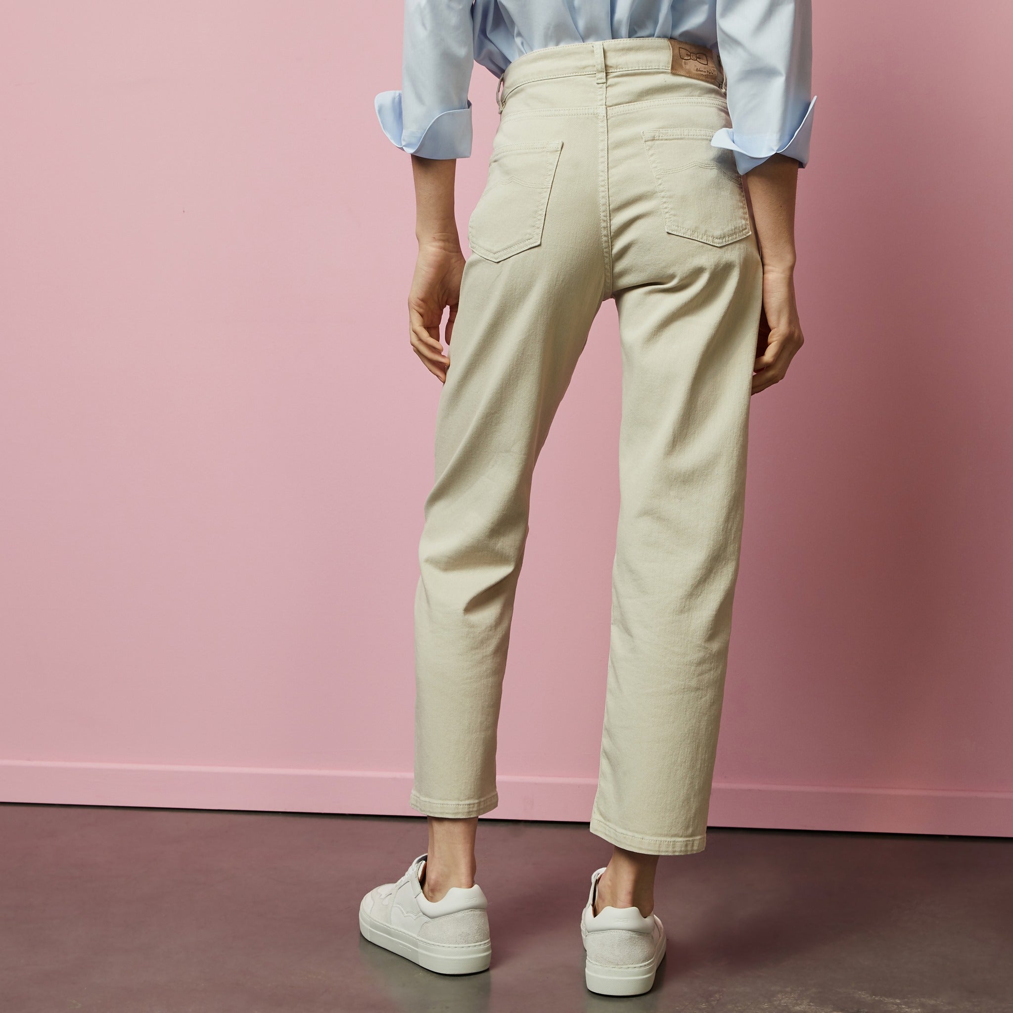 Pantalon écru en denim coupe 7/8ème