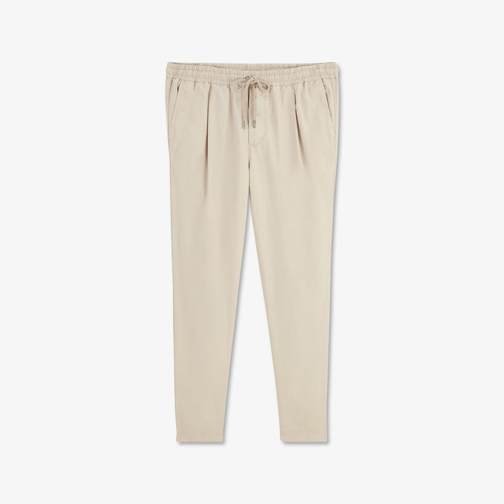 Pantalon beige à taille élastiquée