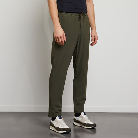 Khaki stretch trousers with loose pleats - Image 3