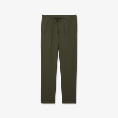 Khaki stretch trousers with loose pleats - Image 2