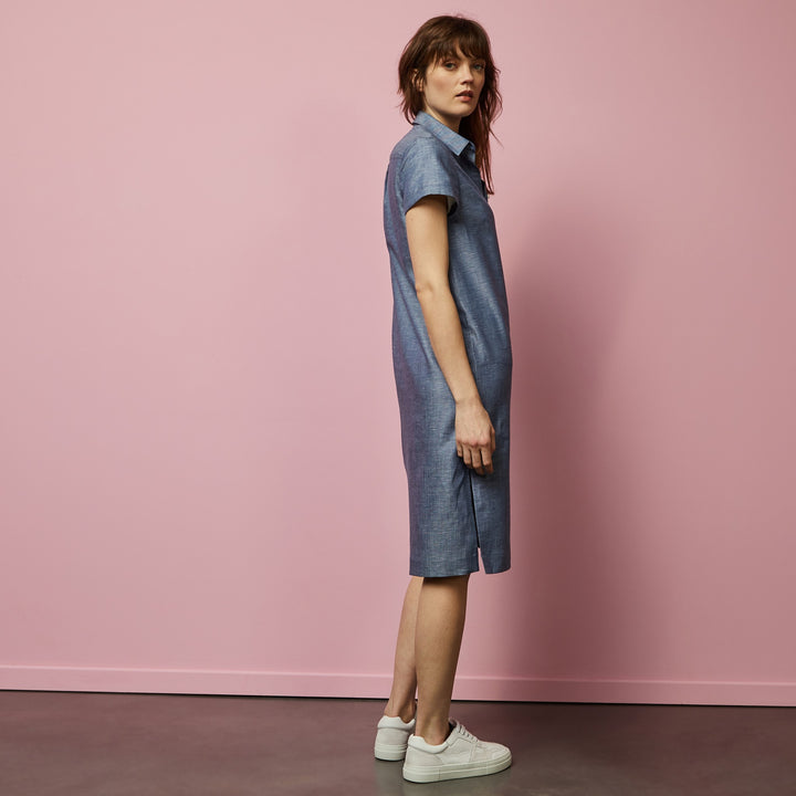 Robe chemise en lin et coton