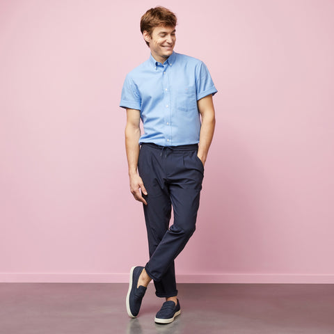 Light blue blouse in cotton pique - Image 1