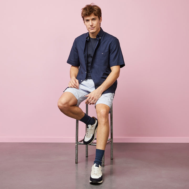 Chemisette bleu foncé en coton piqué