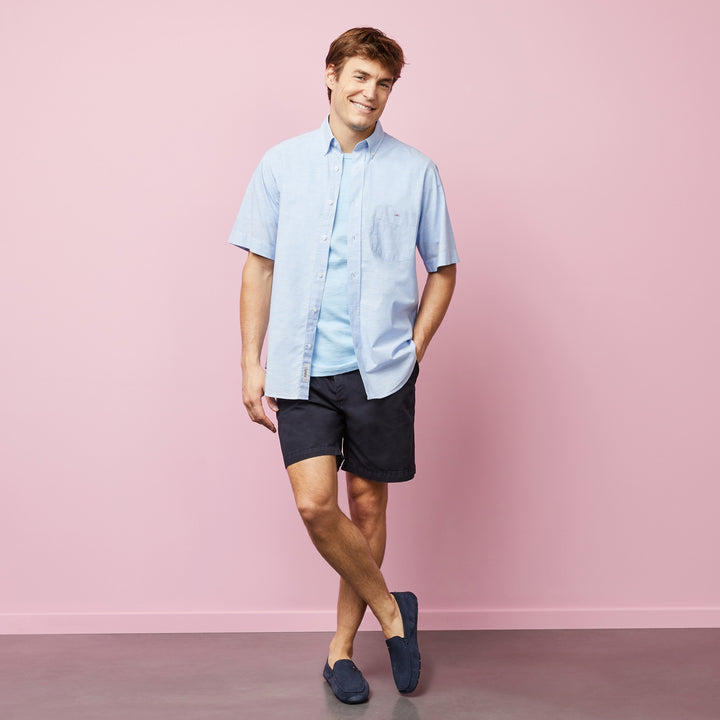 Chemisette bleu clair unie en coton Pima