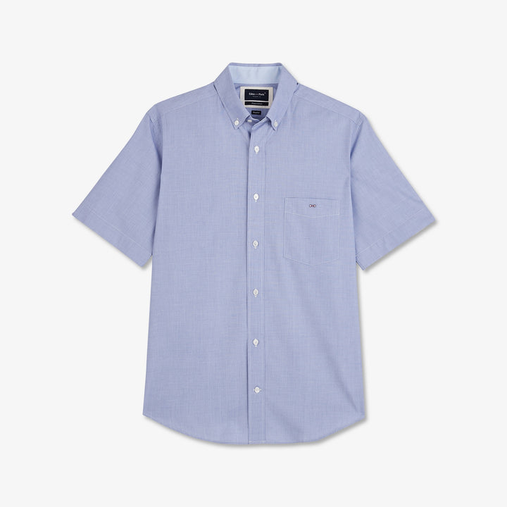 Chemisette bleue unie en coton Pima