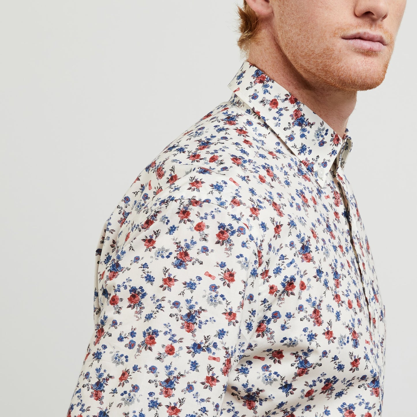 Pima cotton blouse with exclusive floral print