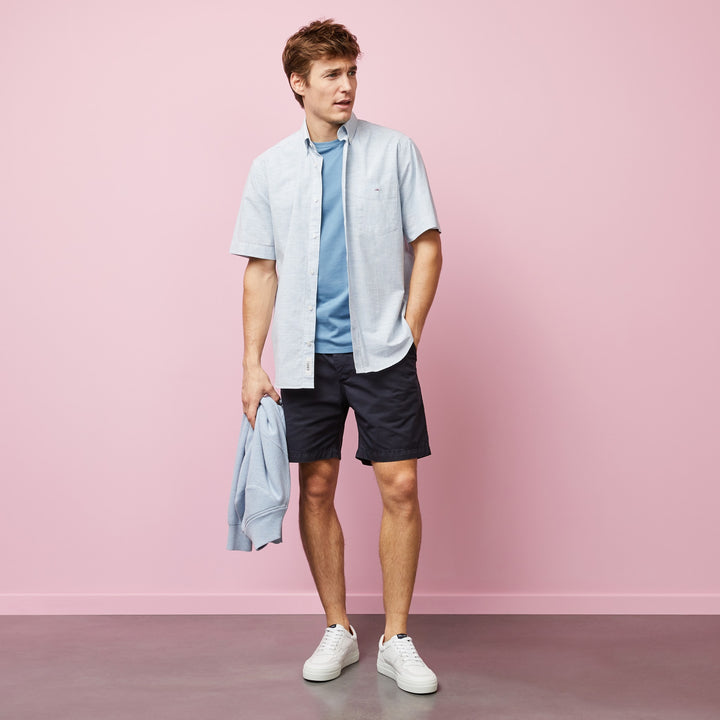 Chemisette bleue rayée en coton doddy