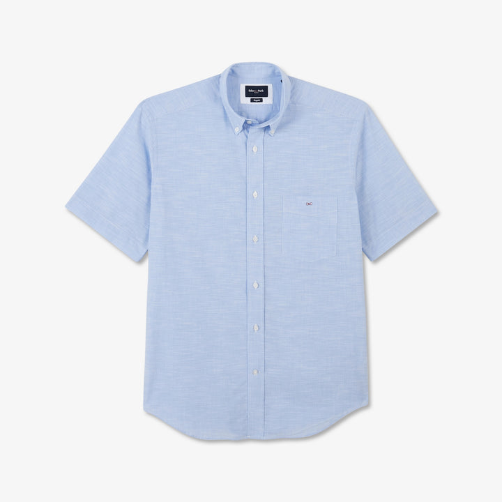 Chemisette bleu clair en coton dobby