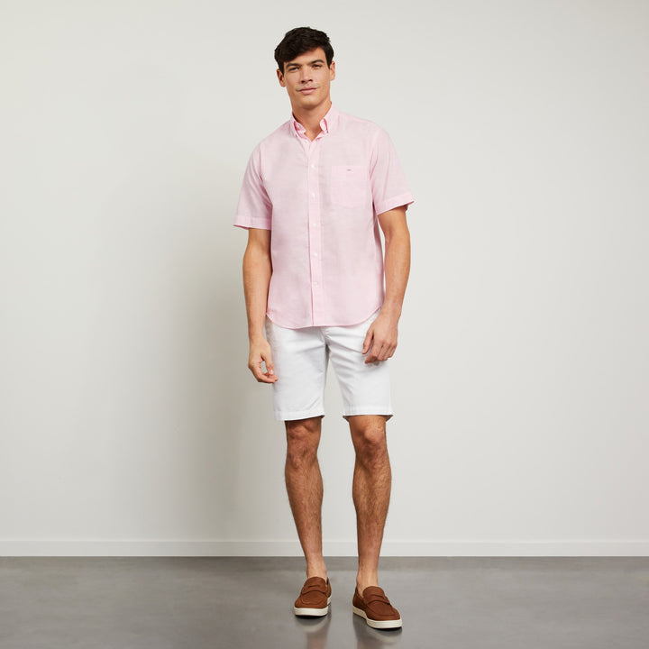 Chemisette rose en coton dobby