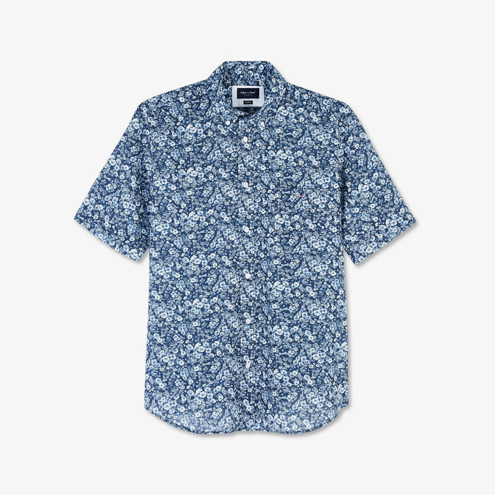 Chemisette bleu foncé à imprimé fleuri