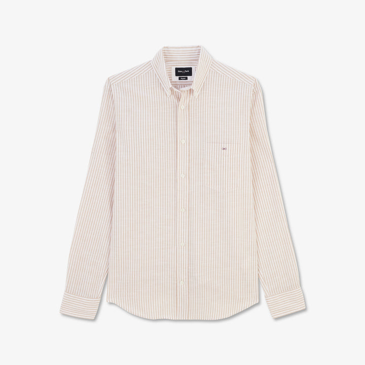 Classic Chemise Rayée à Manches Longues Pour Hommes Coupe Reguliere Beige O 3817512 Classic Chemise Rayée à Manches Longues Pour Hommes Coupe Reguliere Beige O 3817512