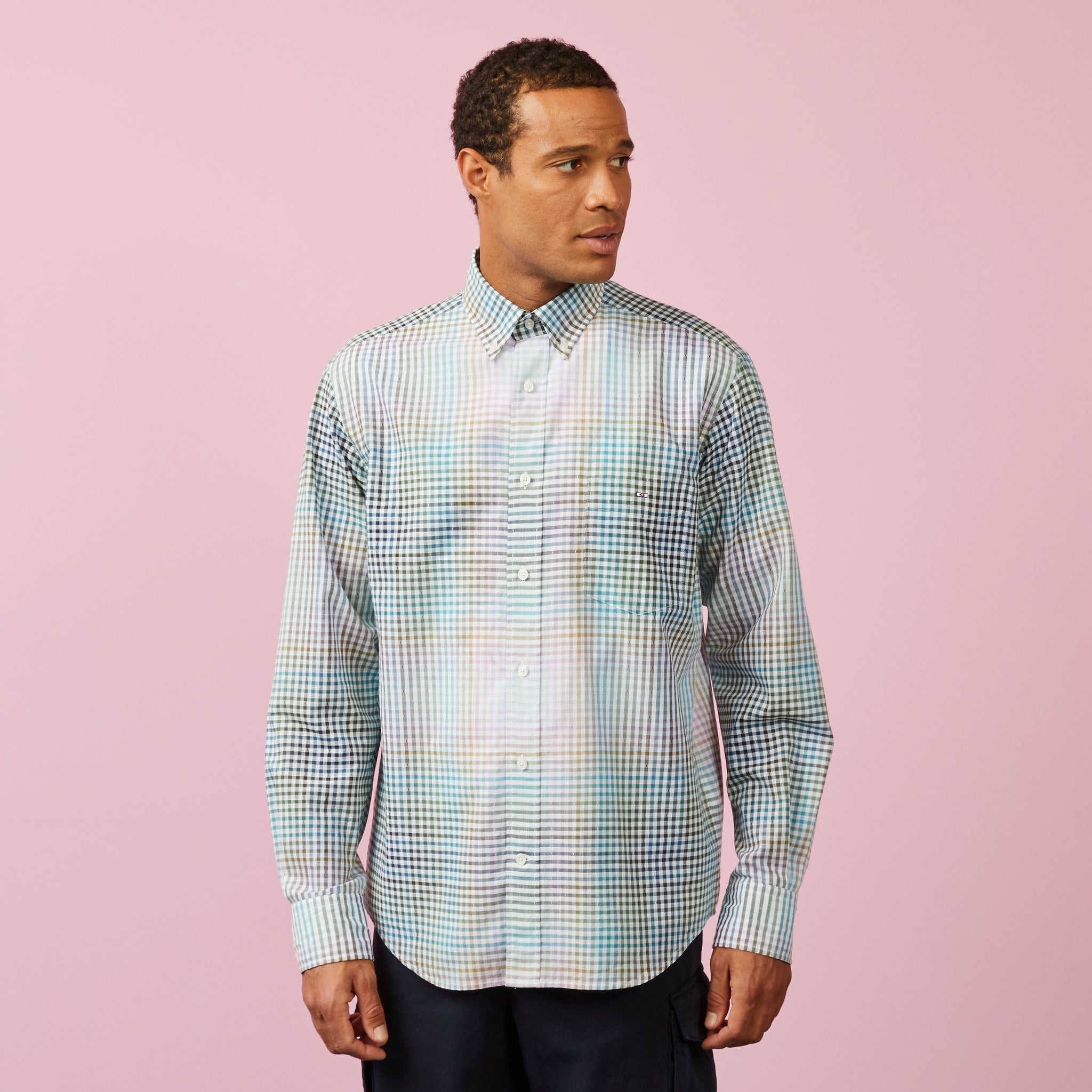 Chemise à carreaux tie and dye multicolore