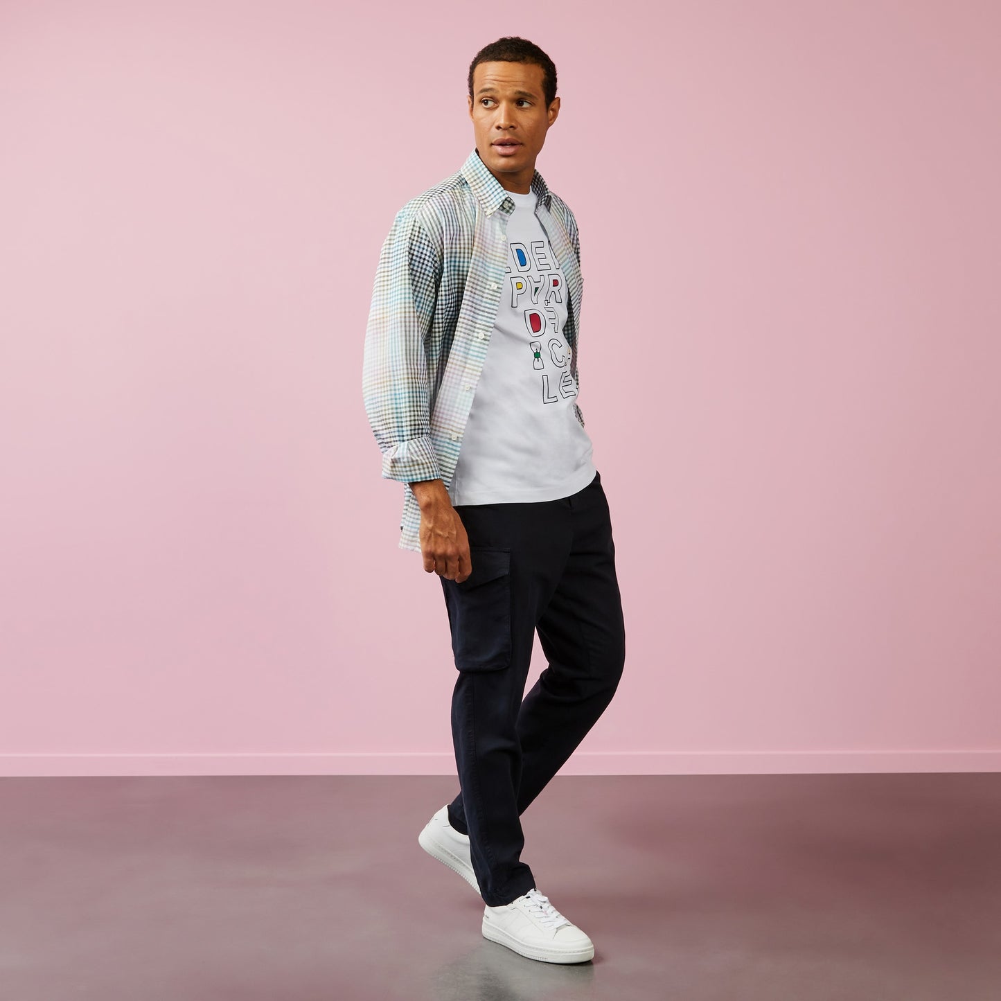 Chemise à carreaux tie and dye multicolore