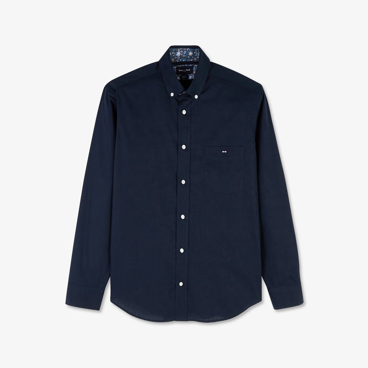 Chemise bleu foncé à coudières fantaisies