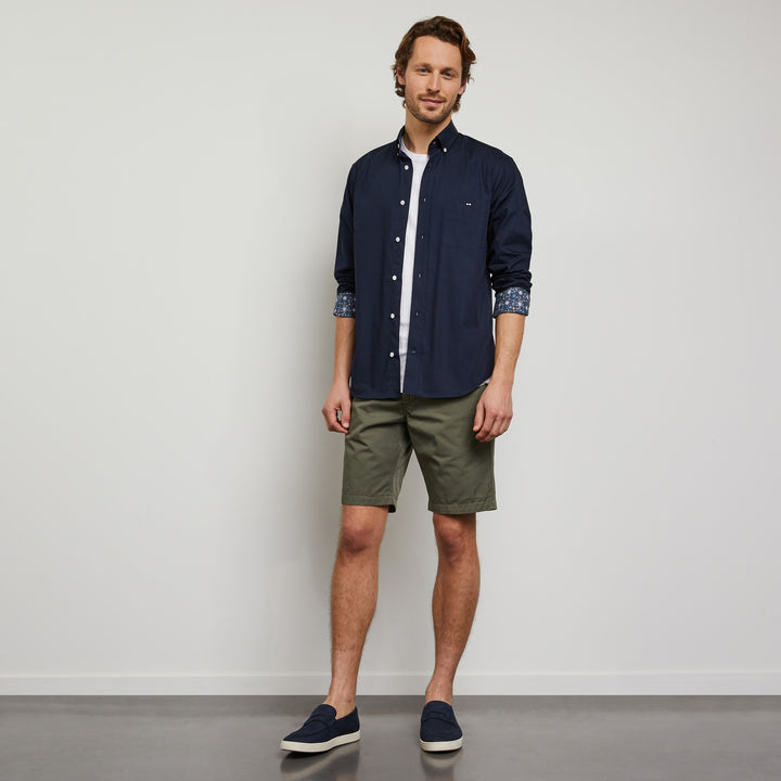 Chemise bleu foncé à coudières fantaisies