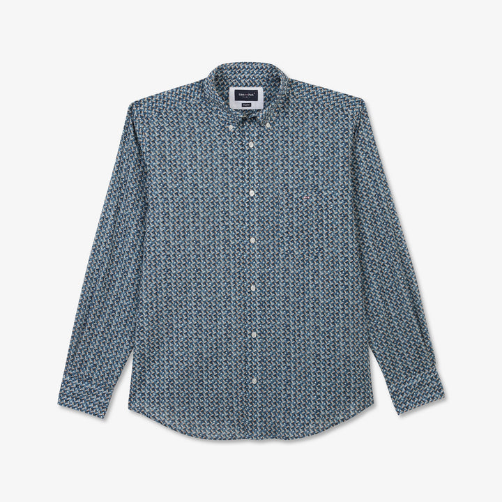 Chemise à micro-motif marron